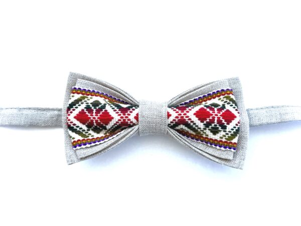 Lininė varlytė - peteliškė su austa juostele “Spanguolė”